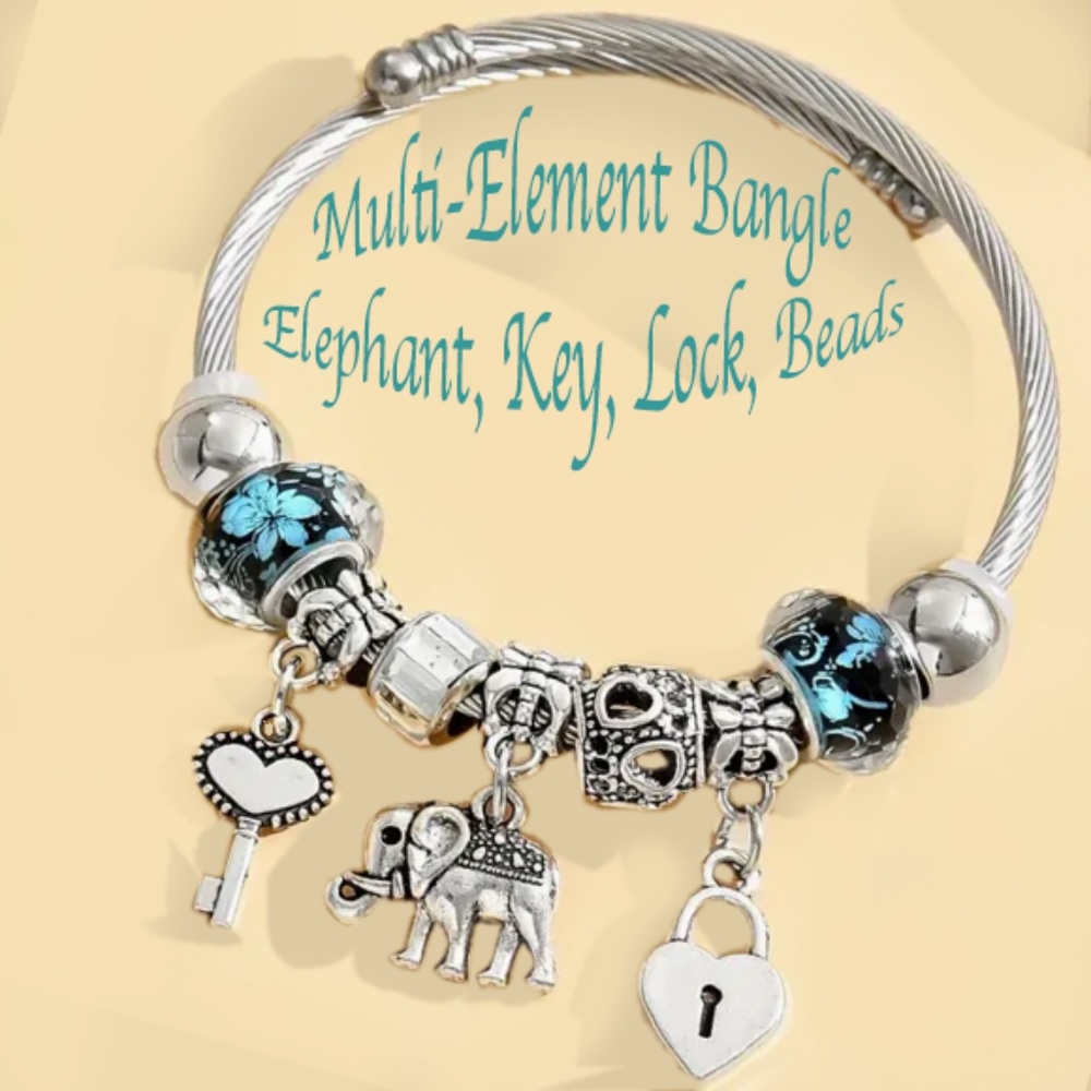 Charm Bracelet Elegant Silver Alloy Multi-element Accessories -Bangle